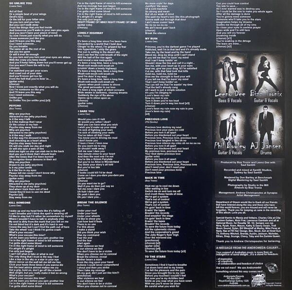 Department of Gloom Self Titled Vinyl Insert